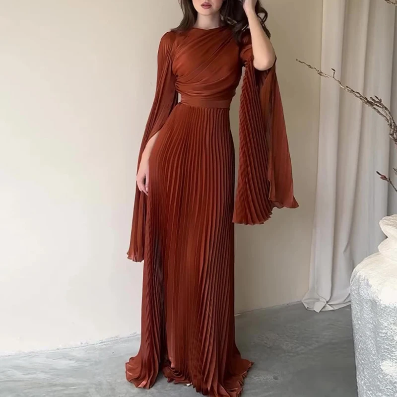 Women’s High Waisted Flared Sleeve Formal Evening Dress