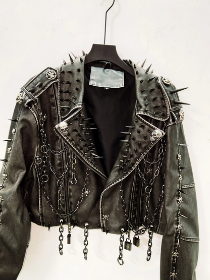 Gothic Leather Vintage Skull Jacket