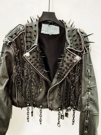 Gothic Leather Vintage Skull Jacket