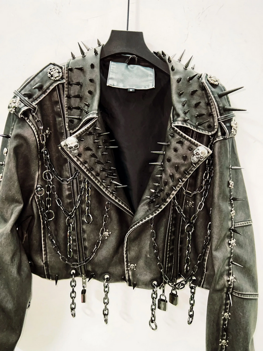 Gothic Leather Vintage Skull Jacket