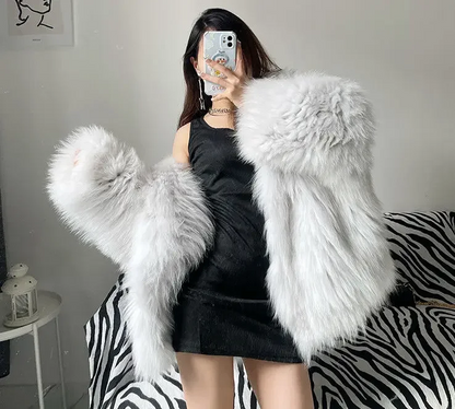 Stylish Women’s Faux Fur Jacket Autumn Winter Hooded Outerwear