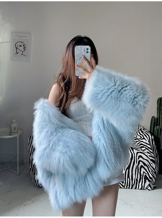 Stylish Women’s Faux Fur Jacket Autumn Winter Hooded Outerwear