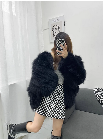 Stylish Women’s Faux Fur Jacket Autumn Winter Hooded Outerwear