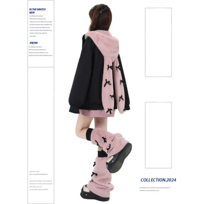 Cute Teddy Bear Hooded Puffer Coat – Women’s Oversized Kawaii Winter Jacket