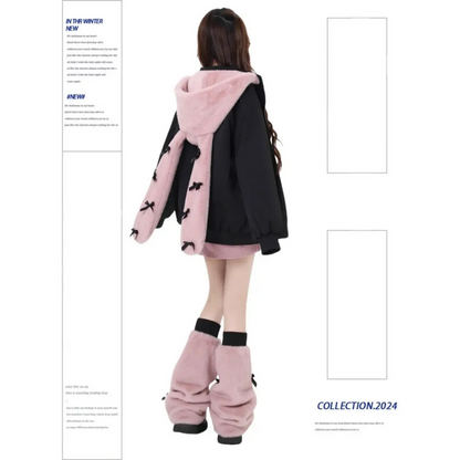 Cute Teddy Bear Hooded Puffer Coat – Women’s Oversized Kawaii Winter Jacket