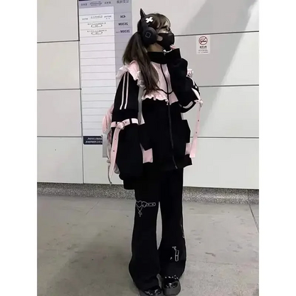 Women’s Japanese Y2K Sweet Hoodie  Cute Casual Oversized Coat