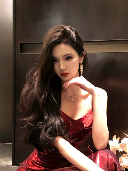 Elegant Ruffle Gown  Sexy Sleeveless Spaghetti Strap Prom & Party Dress