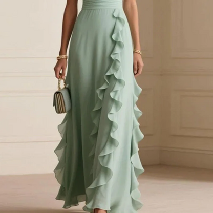 Women’s V Neck Elegant  High Waist Ruffles Party Dress