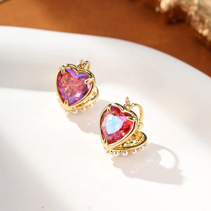 Double Sided Heart Exquisite Pearl Earrings