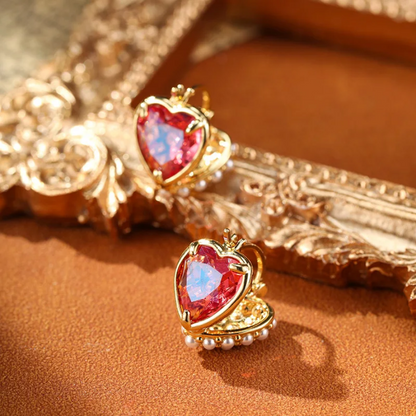 Double Sided Heart Exquisite Pearl Earrings