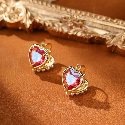 Double Sided Heart Exquisite Pearl Earrings