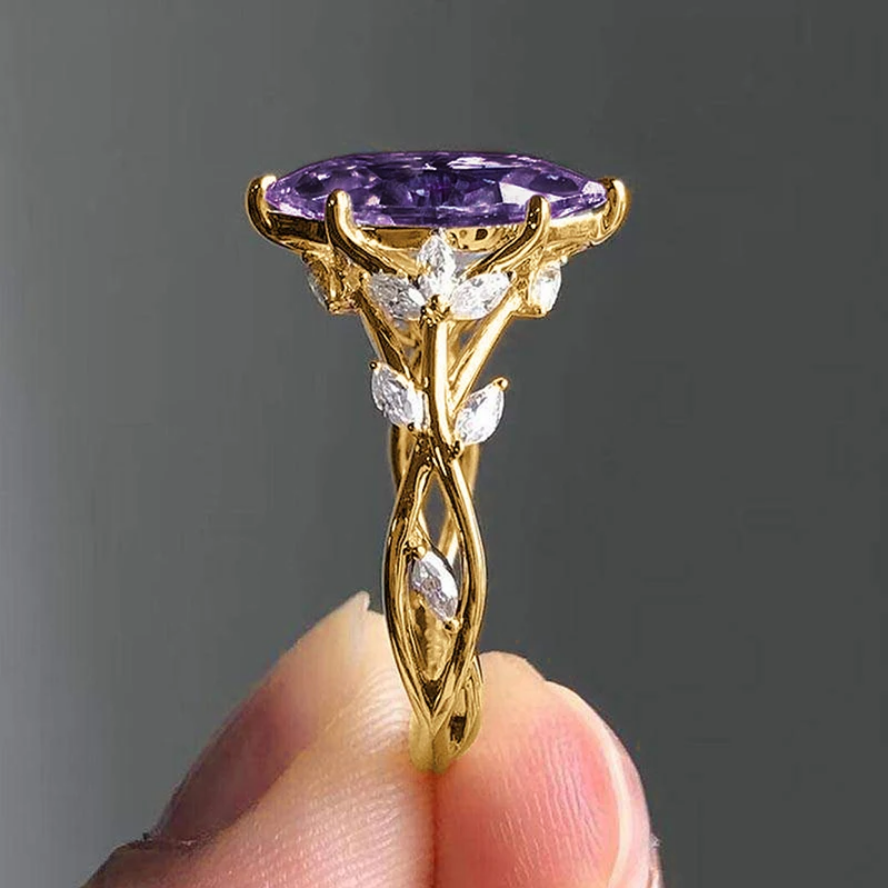Chic Gold Marquise Cut Zirconia Ring