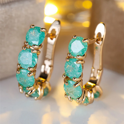 Stylish Vintage Gold Hoop Sparkling Zircon Earrings