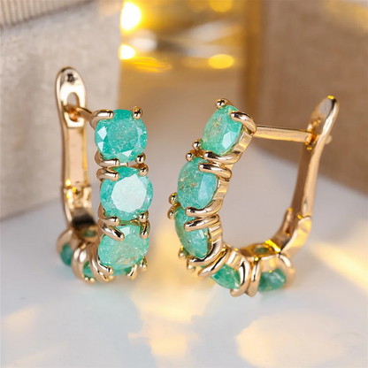 Stylish Vintage Gold Hoop Sparkling Zircon Earrings