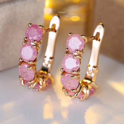 Stylish Vintage Gold Hoop Sparkling Zircon Earrings