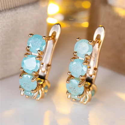 Stylish Vintage Gold Hoop Sparkling Zircon Earrings