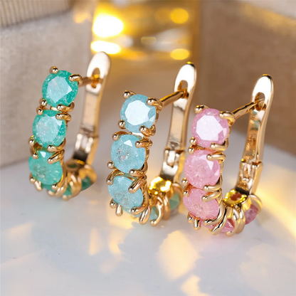 Stylish Vintage Gold Hoop Sparkling Zircon Earrings