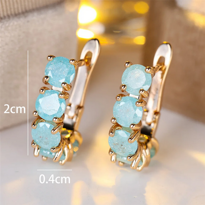 Stylish Vintage Gold Hoop Sparkling Zircon Earrings
