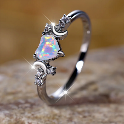 Women’s Heart Shaped Fire Opal Ring