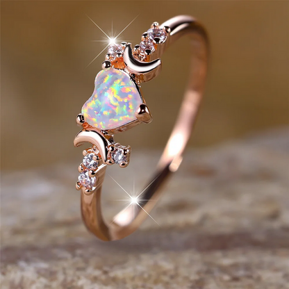 Women’s Heart Shaped Fire Opal Ring