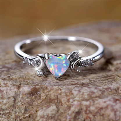 Women’s Heart Shaped Fire Opal Ring