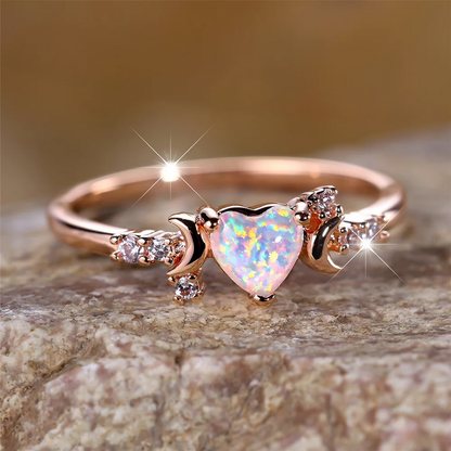 Women’s Heart Shaped Fire Opal Ring