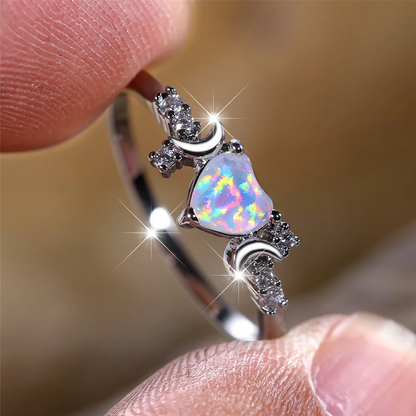 Women’s Heart Shaped Fire Opal Ring