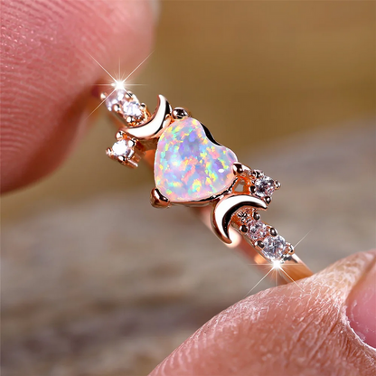 Women’s Heart Shaped Fire Opal Ring