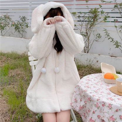 Kawaii Rabbit Ear Fleece Hoodie