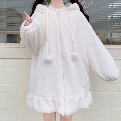Kawaii Rabbit Ear Fleece Hoodie
