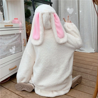 Kawaii Rabbit Ear Fleece Hoodie