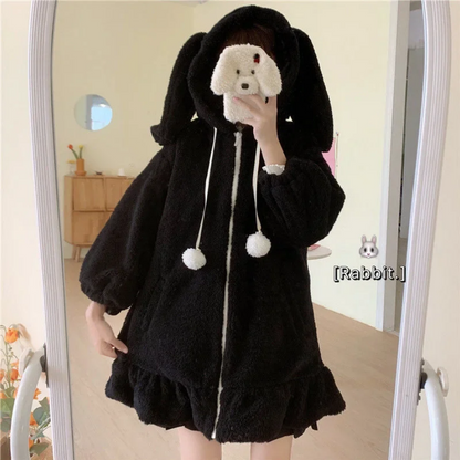 Kawaii Rabbit Ear Fleece Hoodie