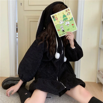 Kawaii Rabbit Ear Fleece Hoodie