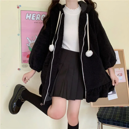 Kawaii Rabbit Ear Fleece Hoodie