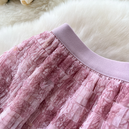 Fairycore Summer High Waist Elegant Layered Mesh Skirt