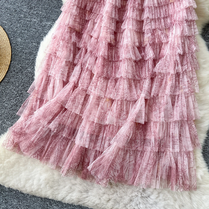 Fairycore Summer High Waist Elegant Layered Mesh Skirt