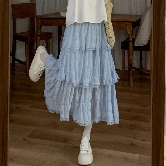 Women’s High Waist Chiffon Layered Skirt