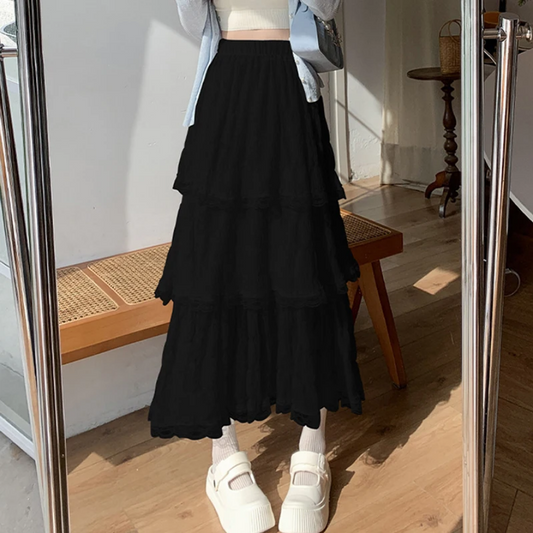 Women’s High Waist Chiffon Layered Skirt