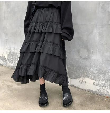 Gothic Lolita High Waisted Midi Skirt