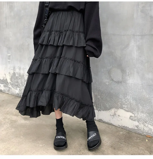 Gothic Lolita High Waisted Midi Skirt