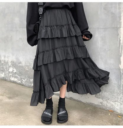 Gothic Lolita High Waisted Midi Skirt