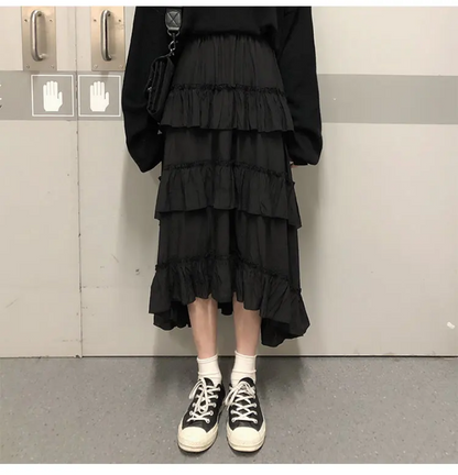 Gothic Lolita High Waisted Midi Skirt