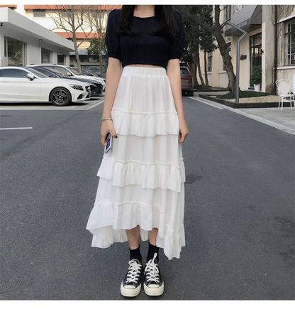 Gothic Lolita High Waisted Midi Skirt