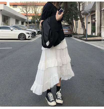 Gothic Lolita High Waisted Midi Skirt