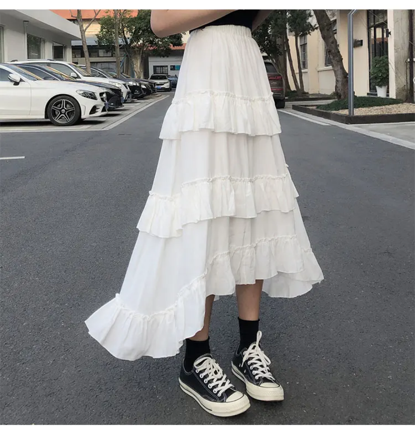 Gothic Lolita High Waisted Midi Skirt