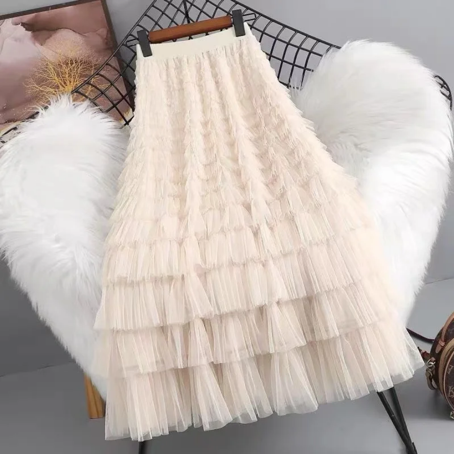 High Waist Mesh Tulle Skirt for Women