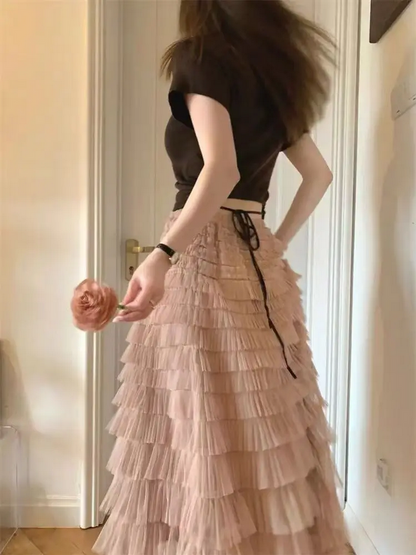 High Waist Mesh Tulle Skirt for Women