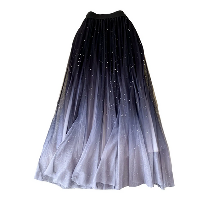 Women’s High Waist Starry Gradient Mesh Tulle Skirt