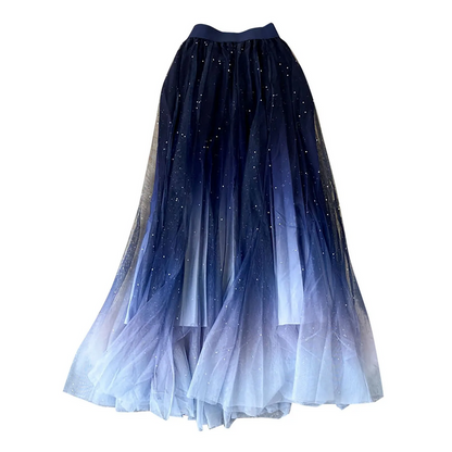 Women’s High Waist Starry Gradient Mesh Tulle Skirt