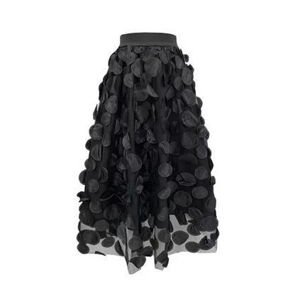 Black Vintage Tulle Mesh Skirt  Polka Dot Design